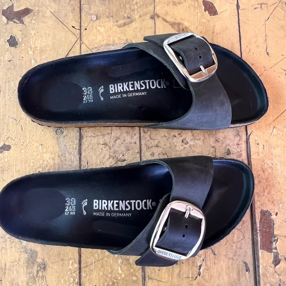 Madrid Black, Big Buckle Birkenstocks
